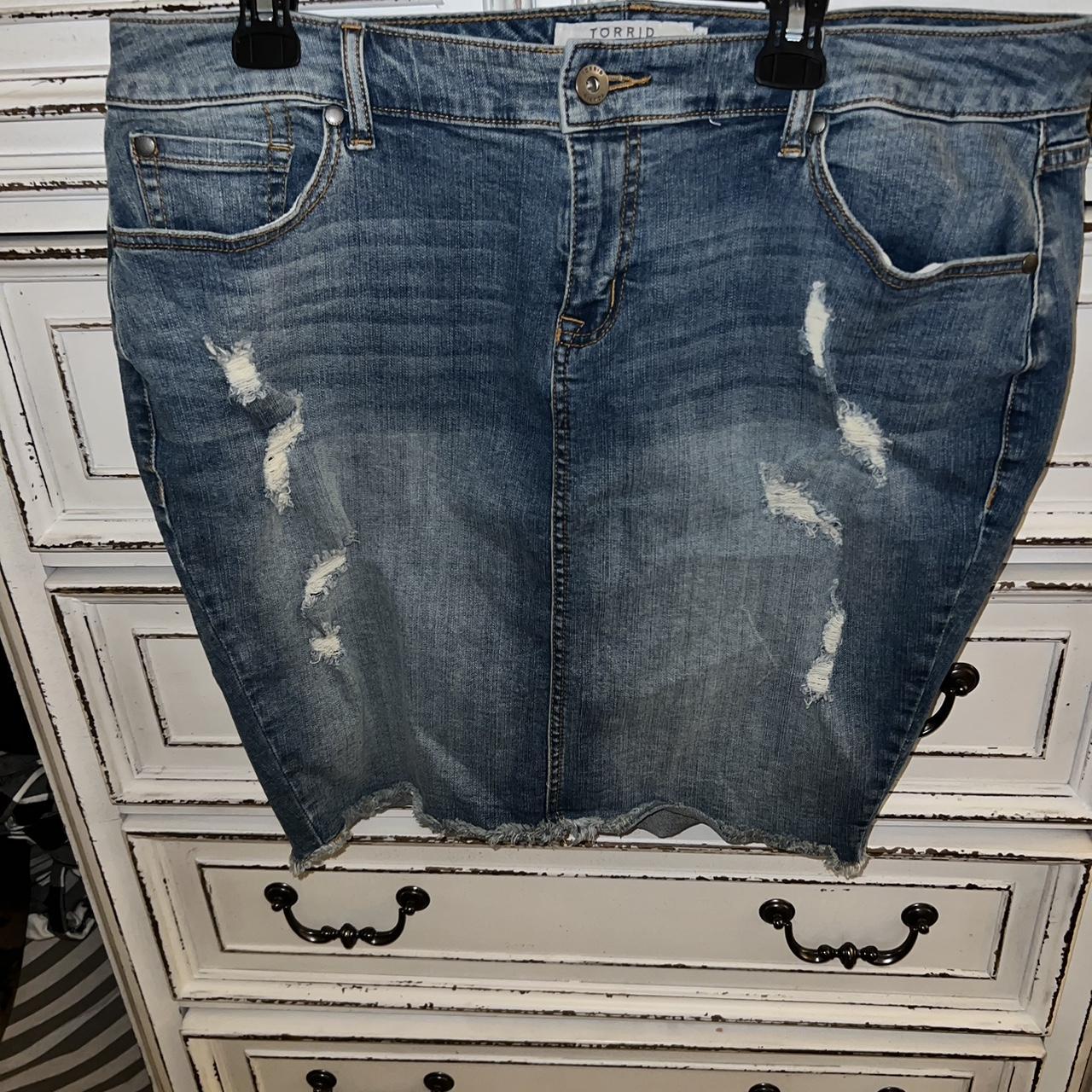 Torrid distressed denim skirt, size 18, hardly worn,... Depop