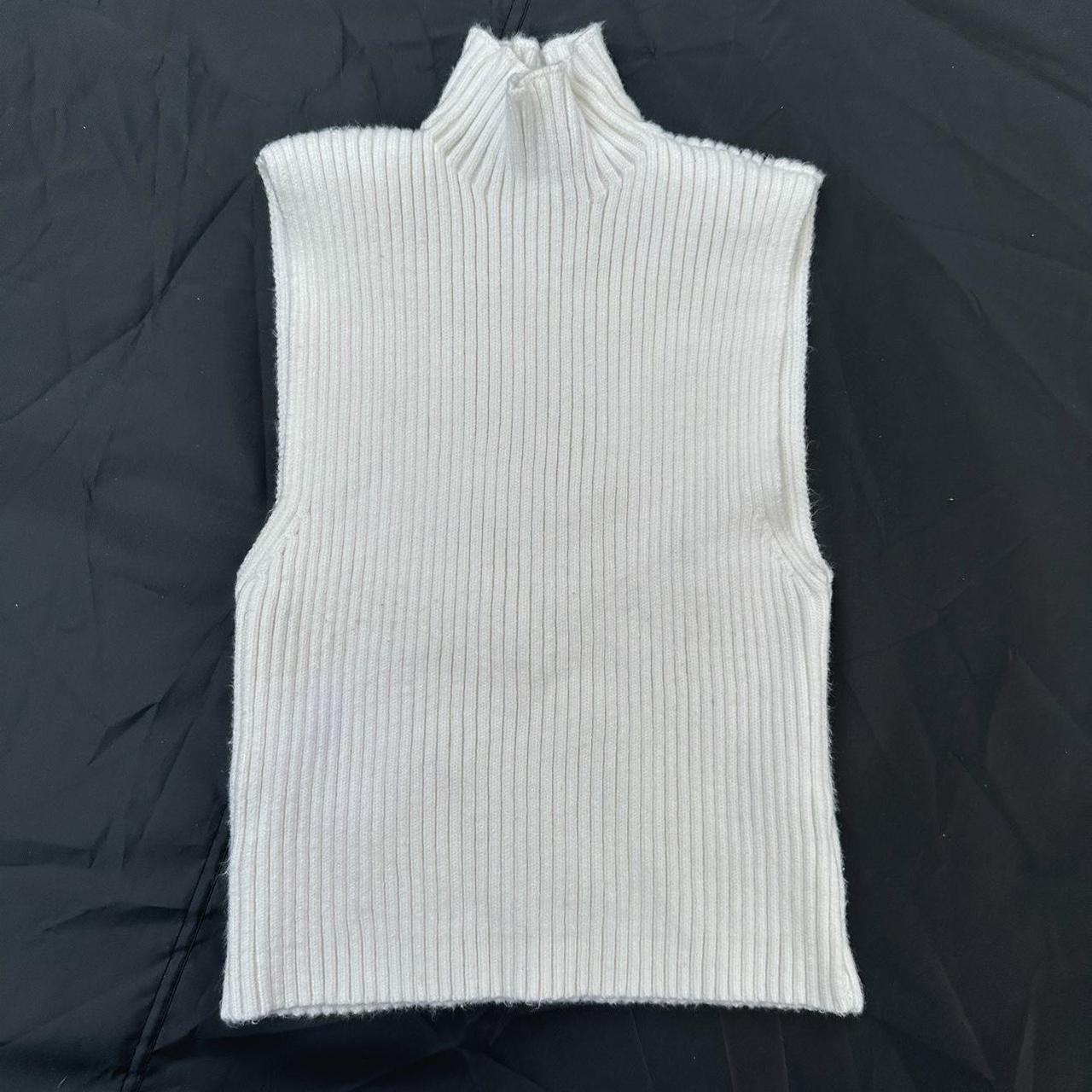 White full length turtle neck knit top - Depop