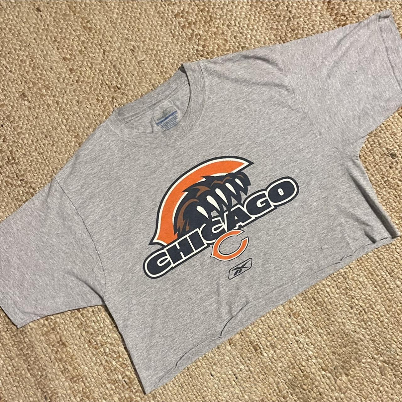 Y2k Chicago bears crop top Size: XL Orange and - Depop