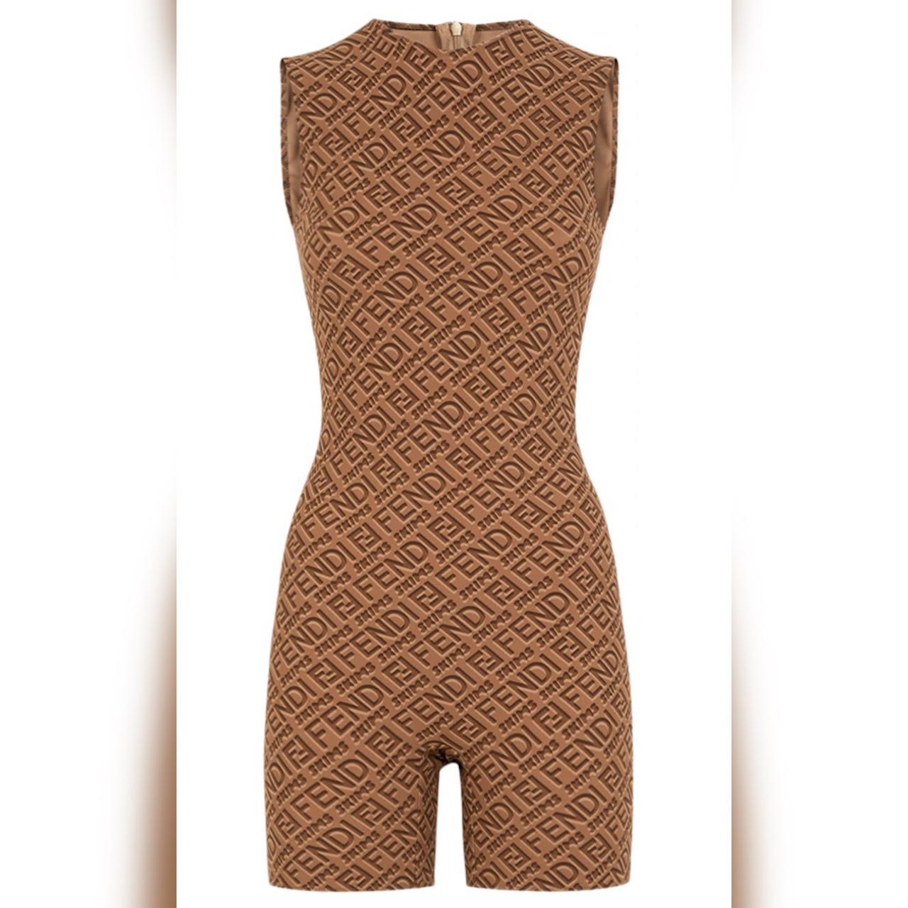 Fendi x Skims Printed Crew Neck Romper - Neutrals, 11.5 Rise Jumpsuits and  Rompers, Clothing - FENSK21097