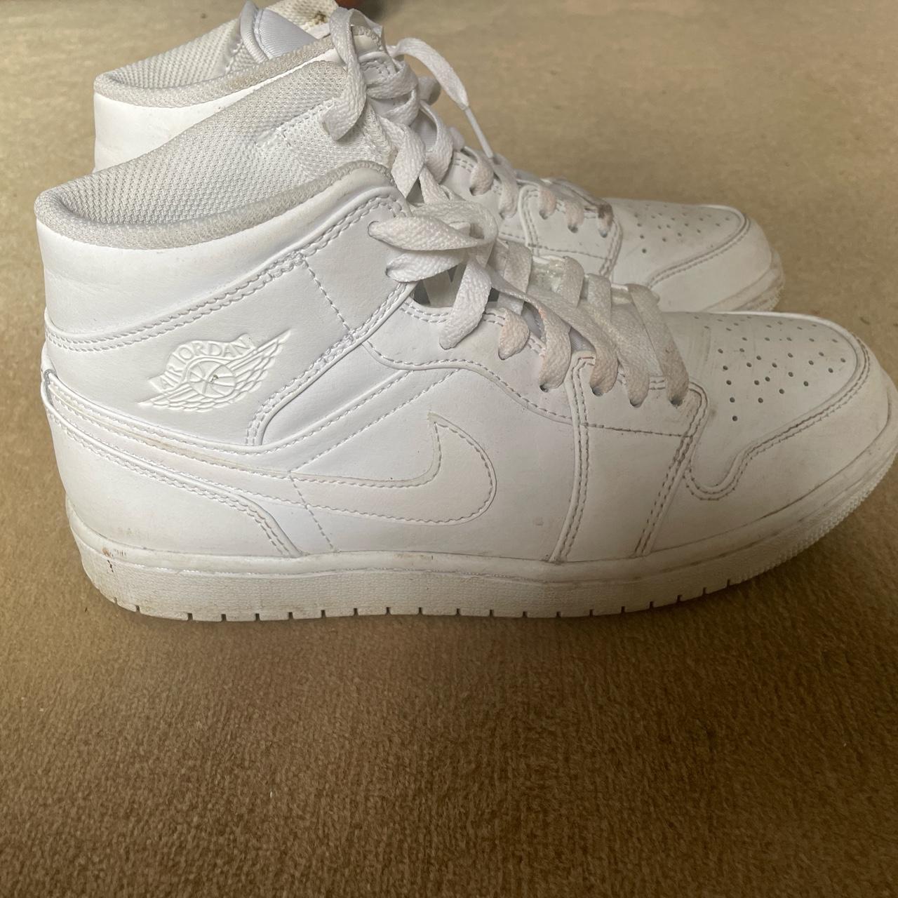 Jordan 1 high triple white, not great condition but... - Depop