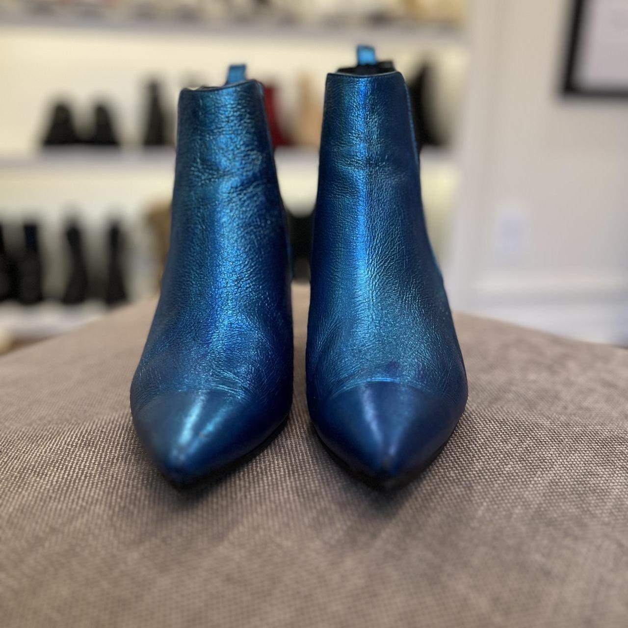 Anine Bing electric blue cool leather booties with