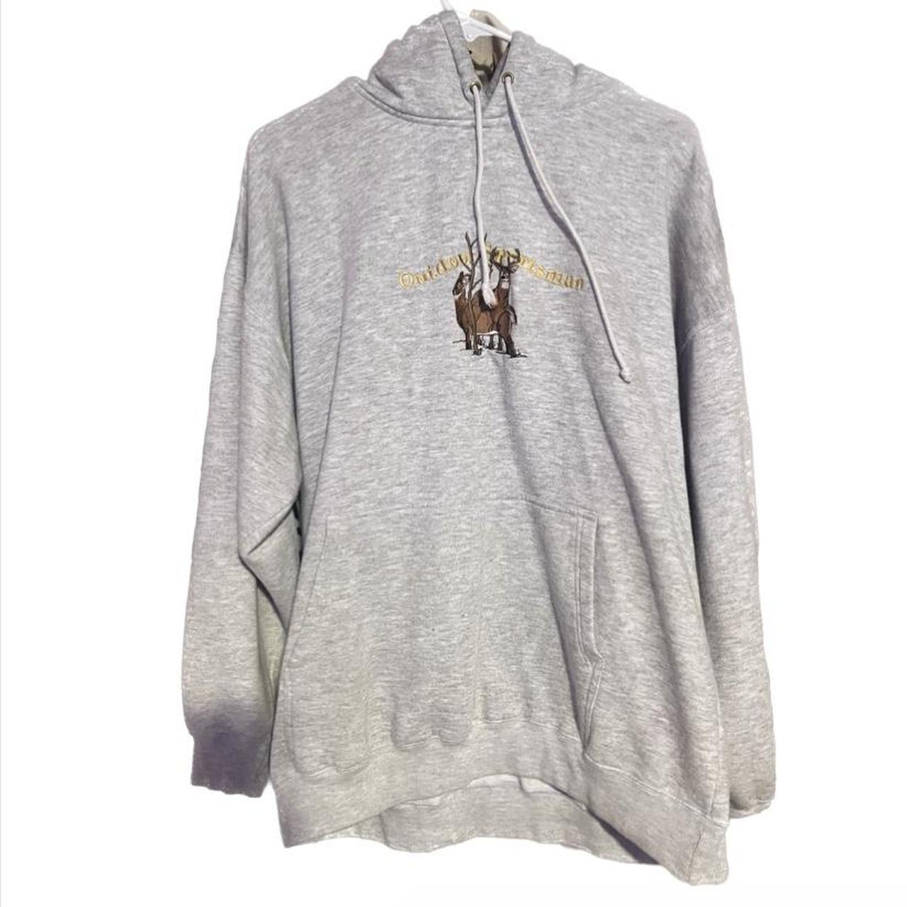 Wolf Men's Grey and Brown Hoodie Depop