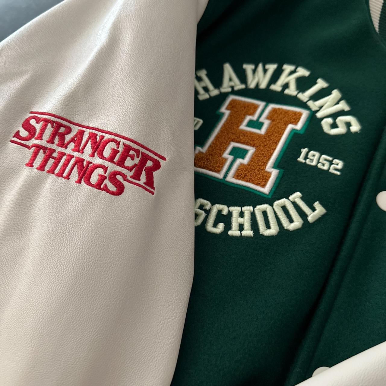 Stranger Things x H&M Hawkins Stadium Varsity Bomber Jacket Green 2XL  IN HAND