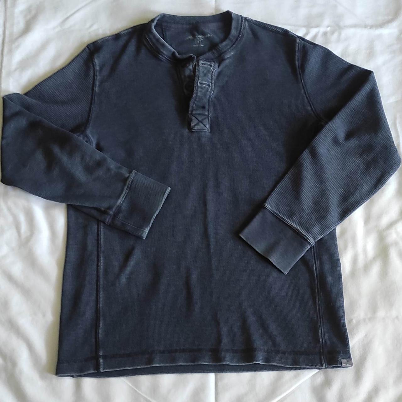 The Eddie Bauer grey waffle knit henley is a... - Depop