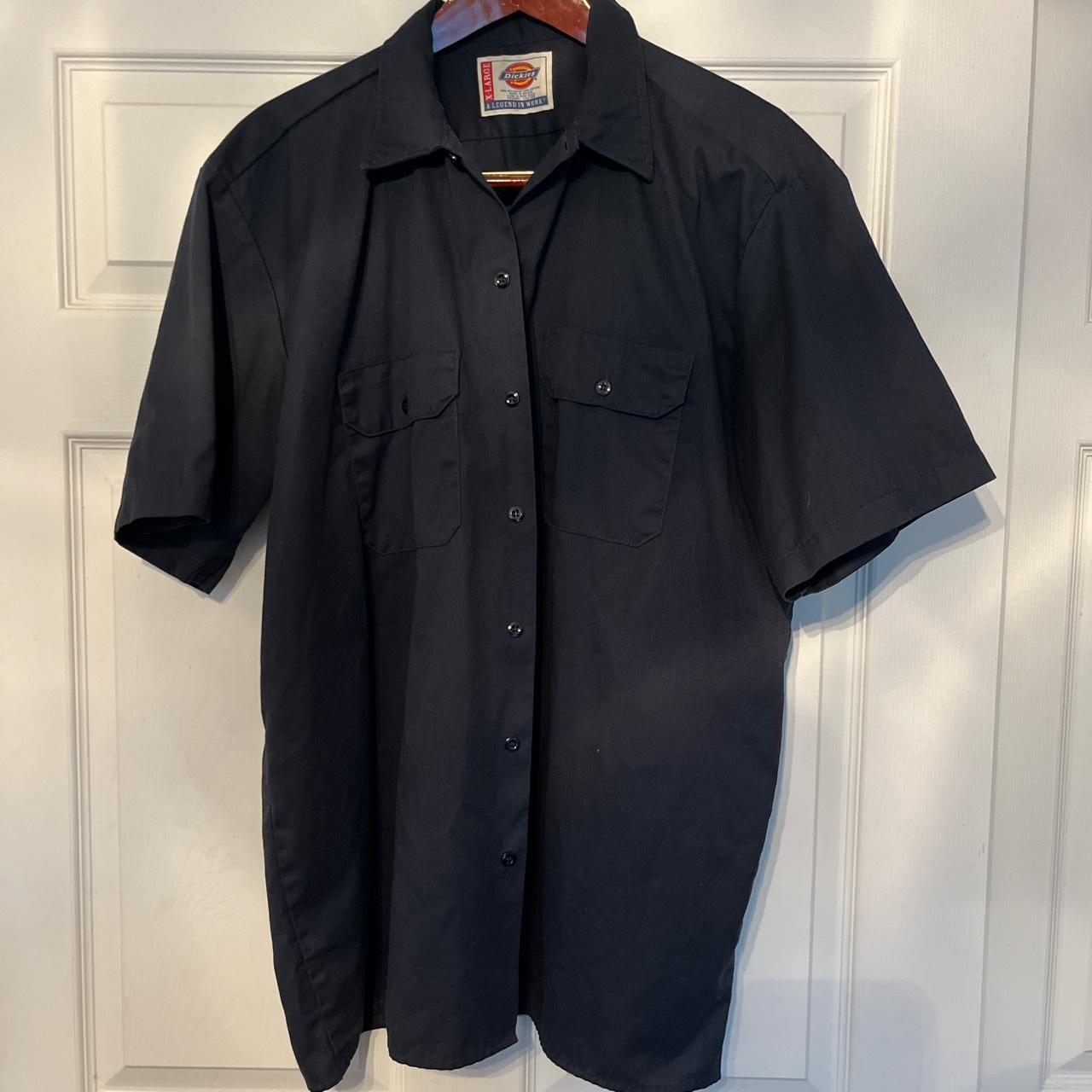 Vintage Dickies Navy Button Down Size XL Product:... - Depop