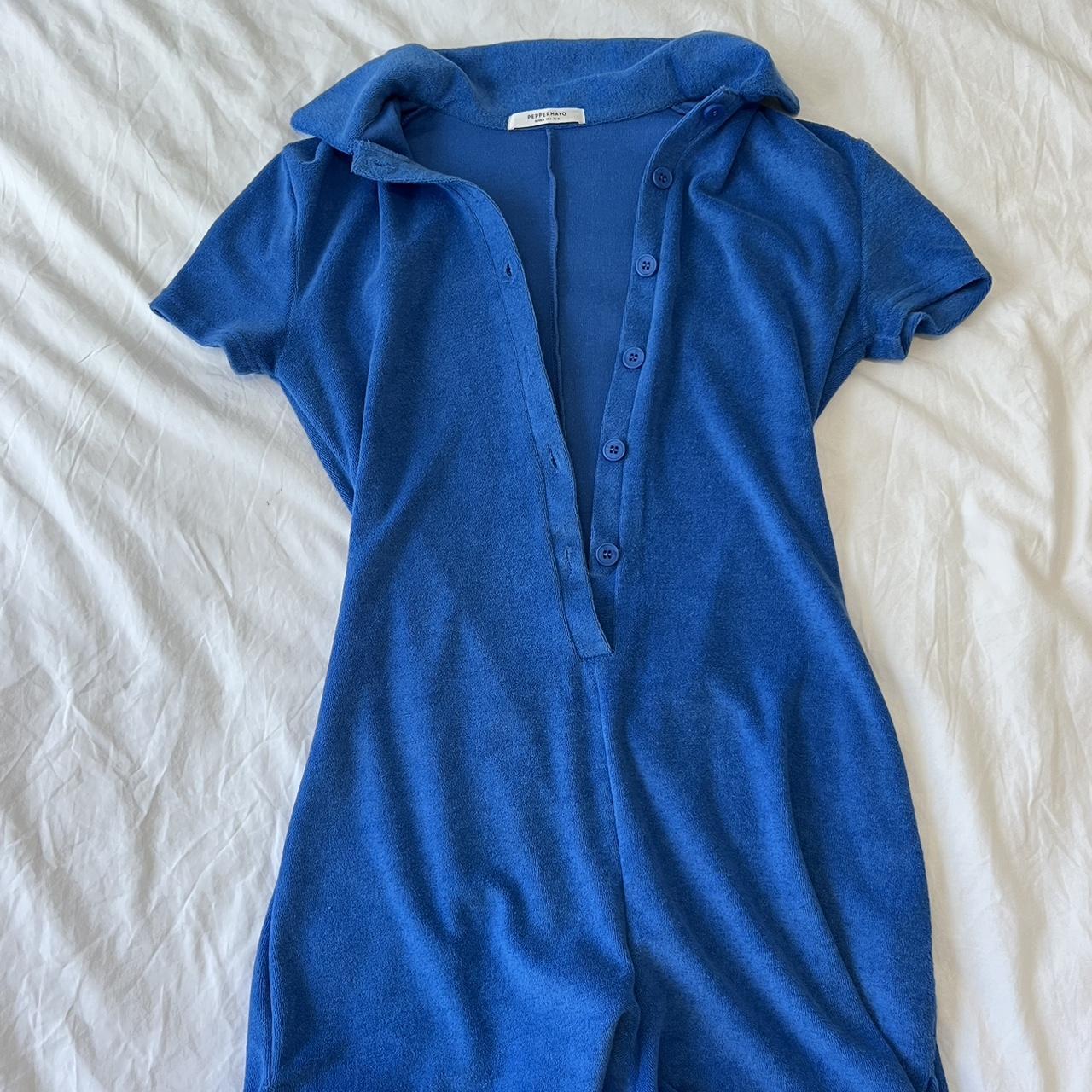 Peppermayo blue velvet romper soooo cute but too... Depop