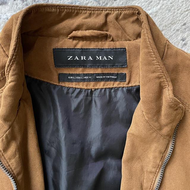 ZARA” suede caramel Jacket •Size: Large fits like... - Depop