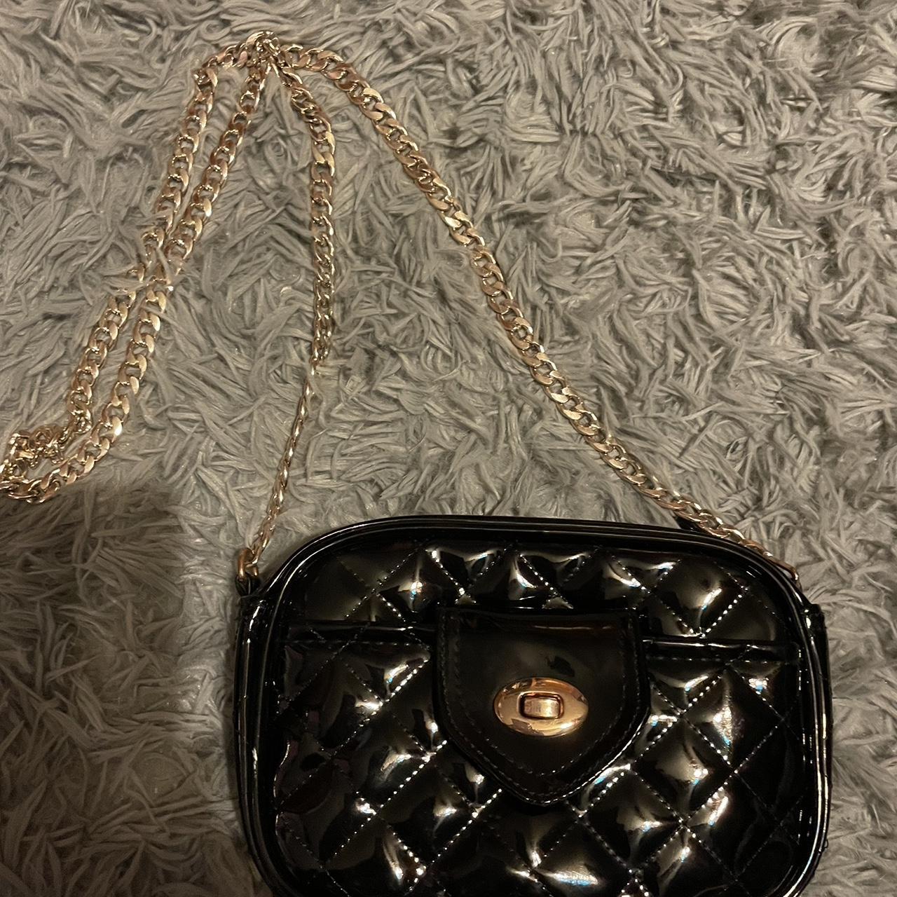 cute black mini purse no brand gold strap - Depop