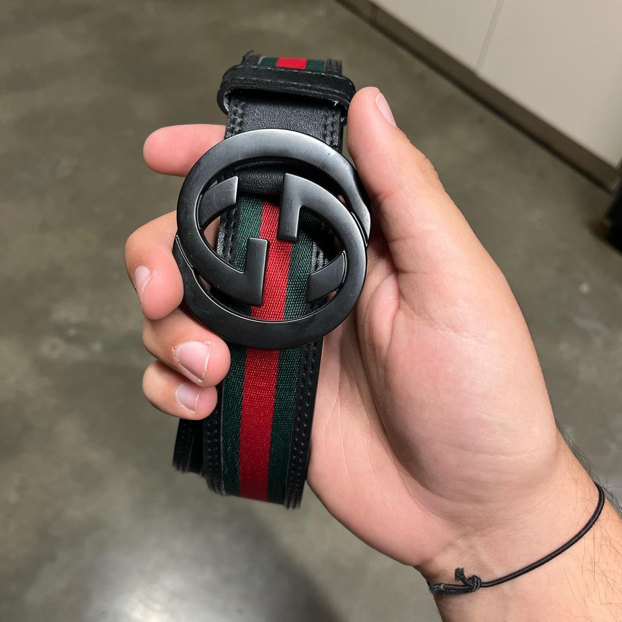 Gucci Men's Red and Green Belt Depop