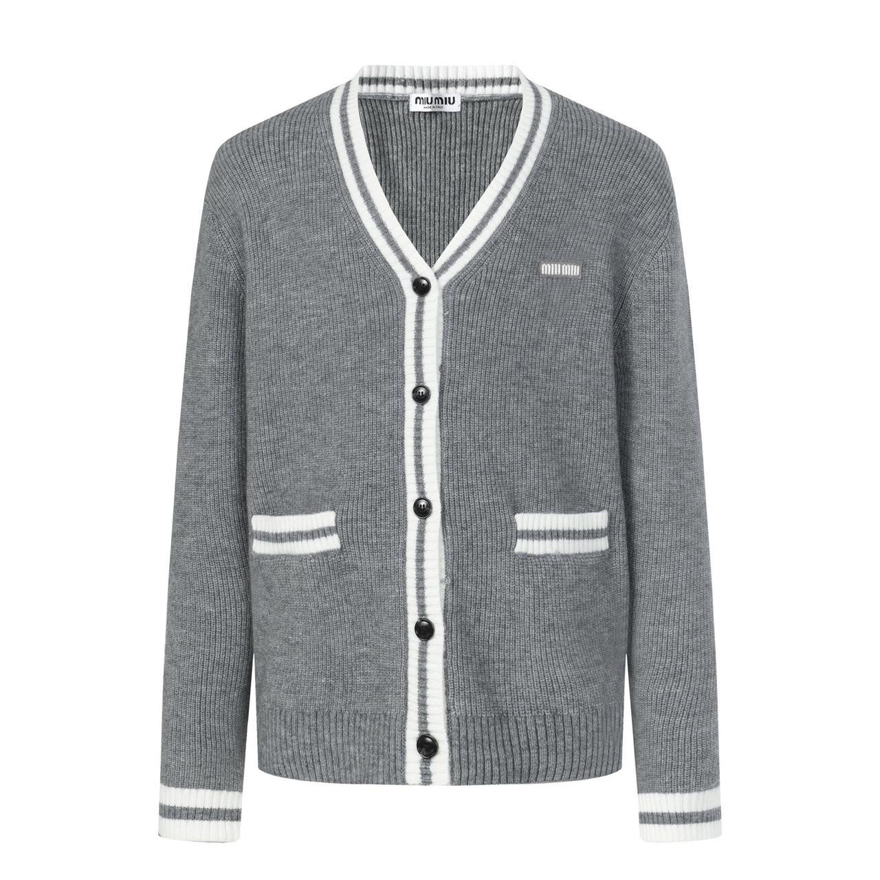 Miu Miu Women's Cardigan - Grey - L – Miu Miu Gre… - image 1