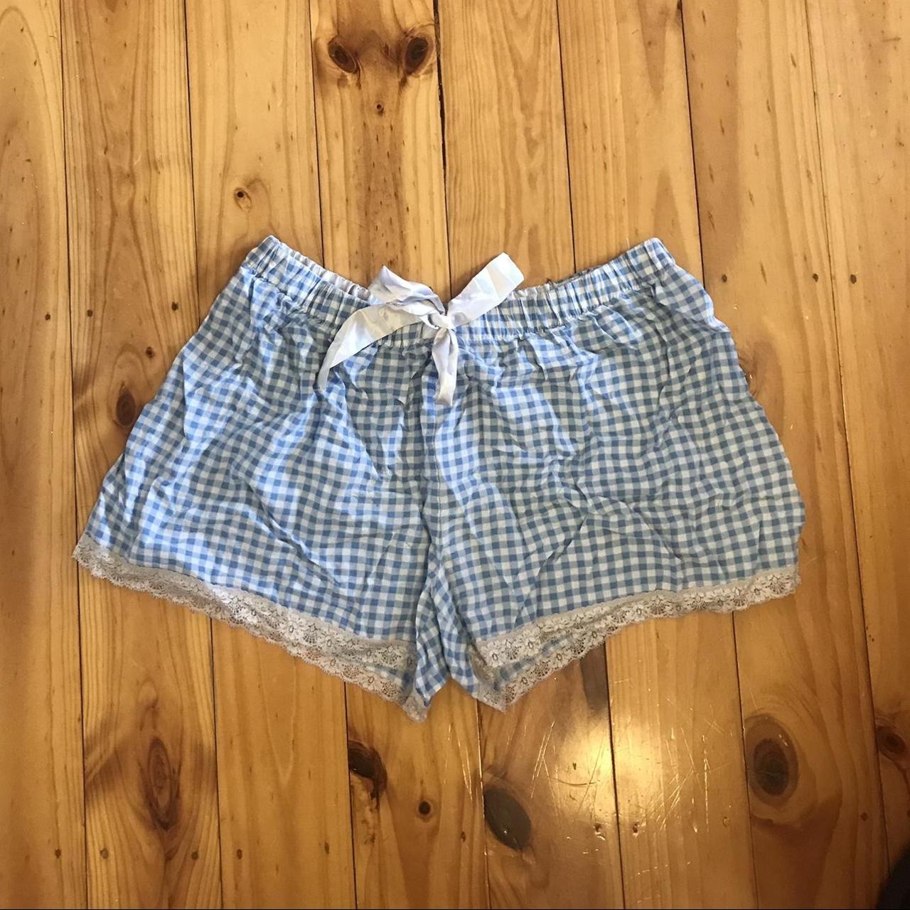 Plaid pj shorts The sweetest blue and white plaid... - Depop