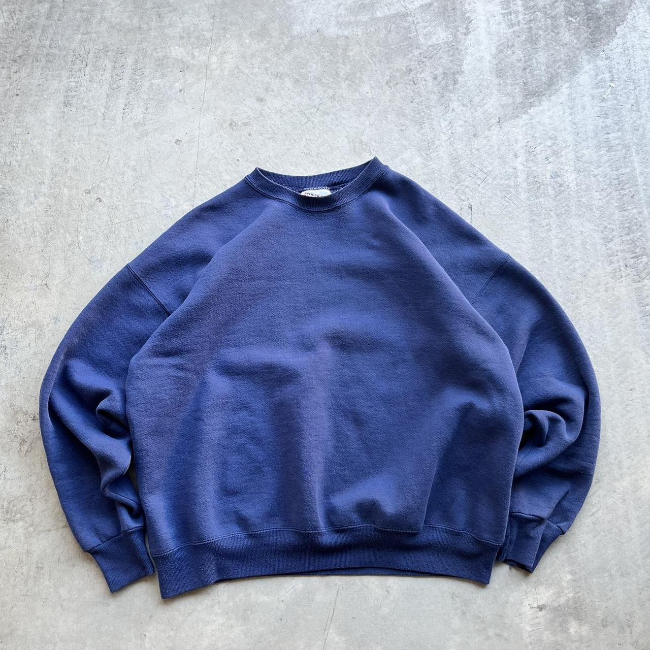 Vintage 2000s Hanes Premium Weight Navy Casual... - Depop