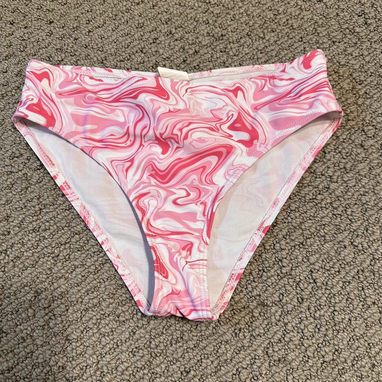 SHEIN White and Pink Swimsuit-one-piece | Depop