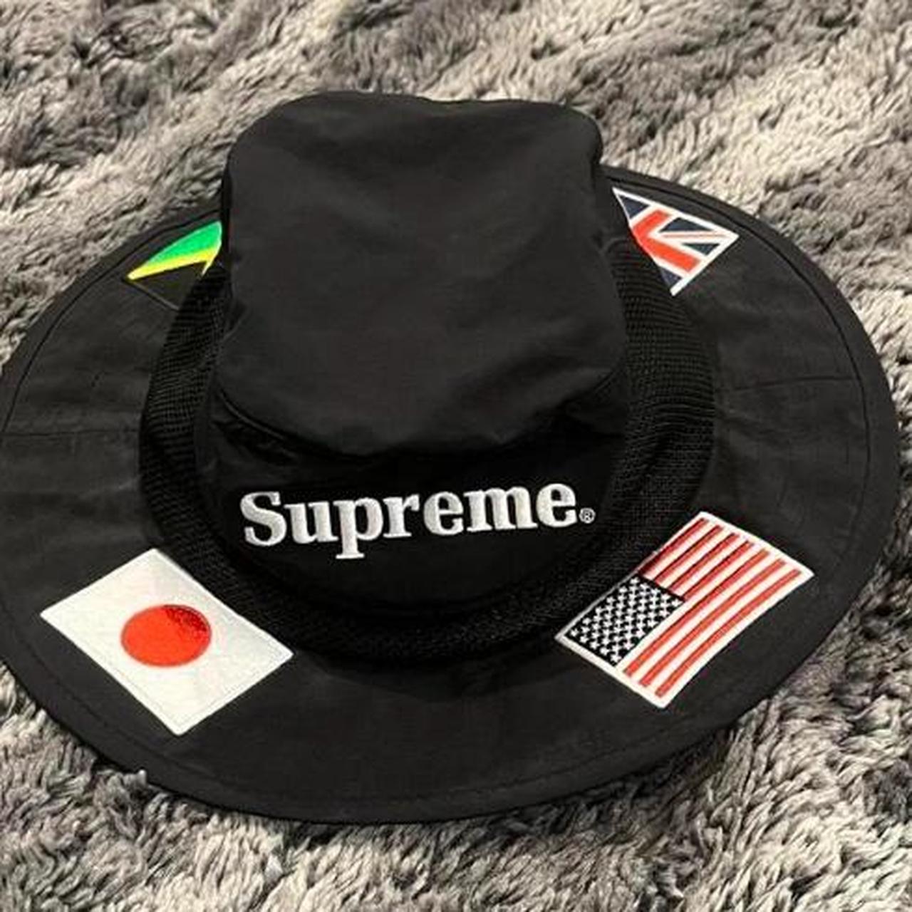 Black Supreme flags boonie fishing hat Stock X - Depop