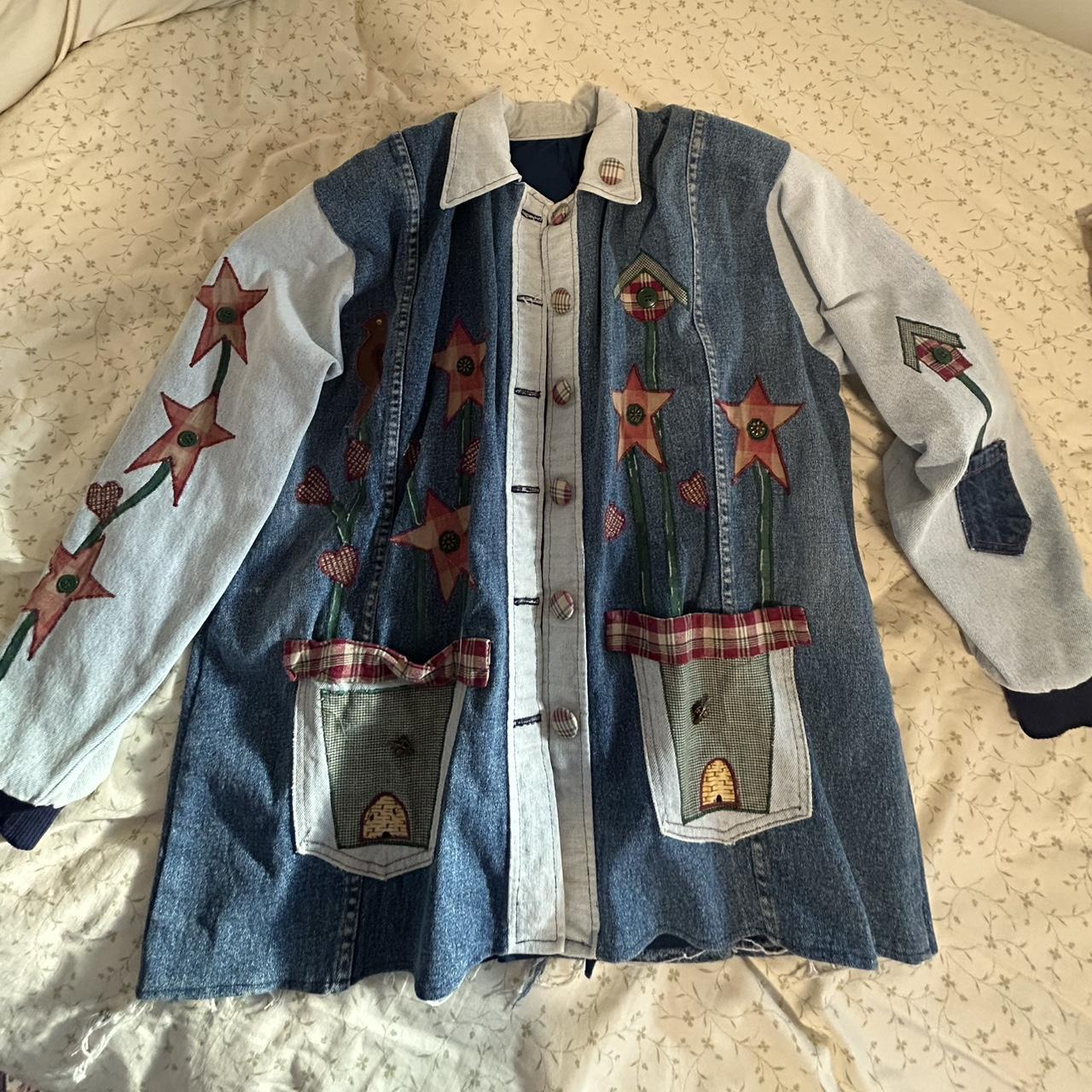 Women's Jacket - Multi/Blue - L – Patchwork denim… - image 1