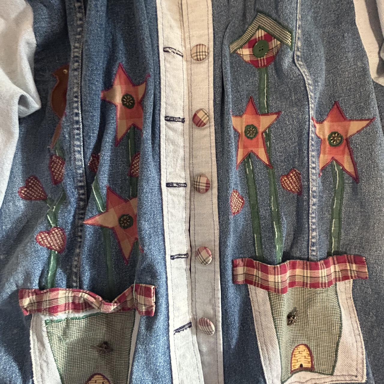 Women's Jacket - Multi/Blue - L – Patchwork denim… - image 4