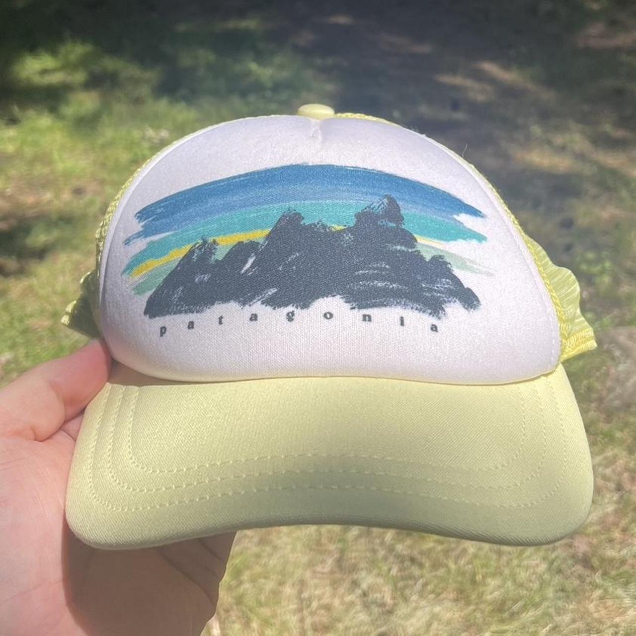 Patagonia Women's Yellow and Blue Hat | Depop