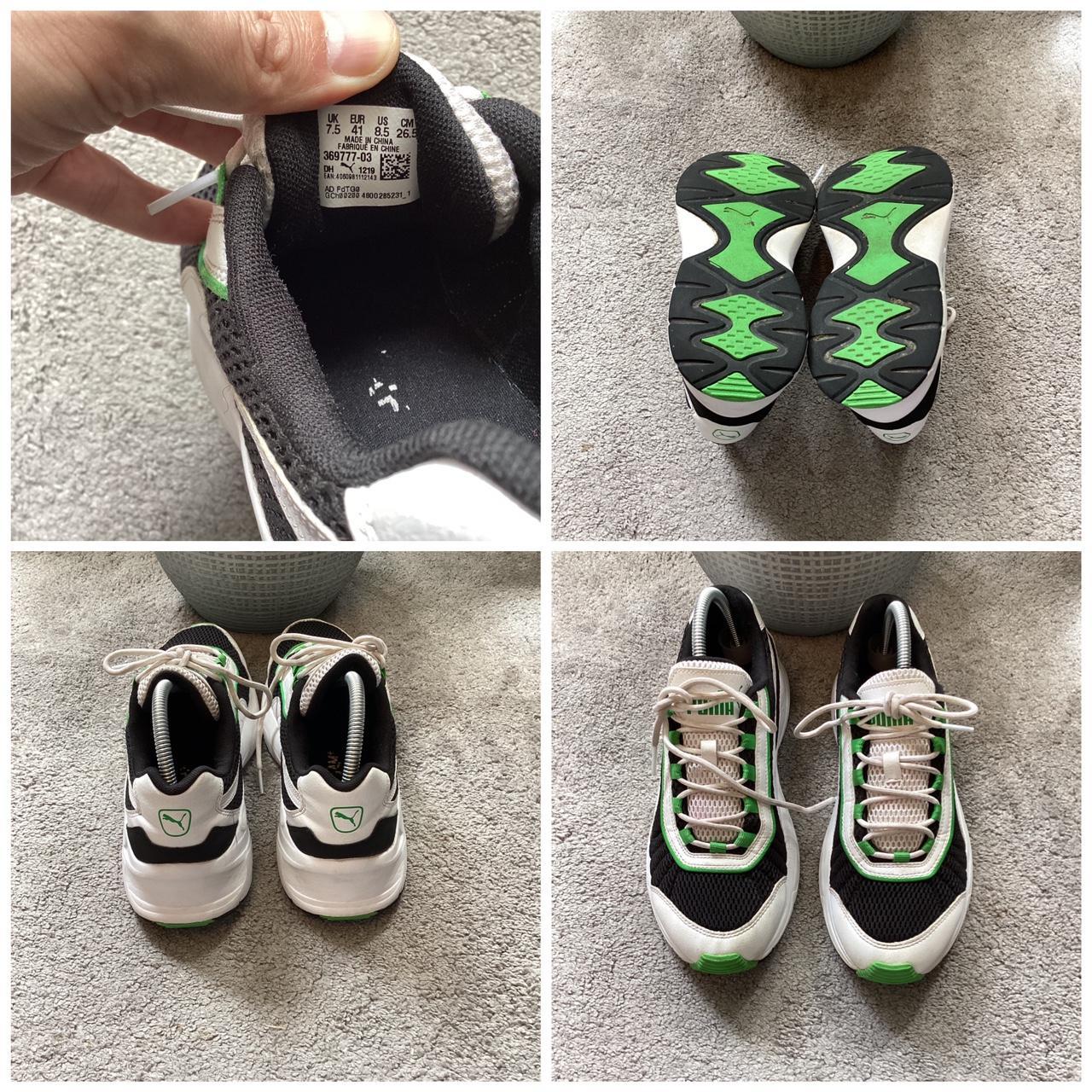 PUMA Nucleus Mens Running Trainers Black/White/Green... - Depop