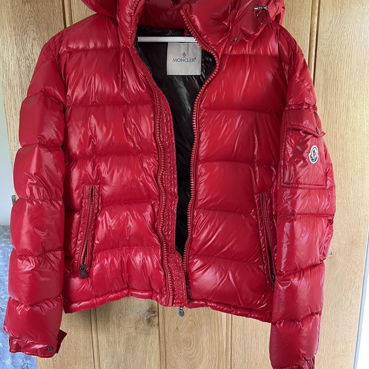 Ladies moncler maya puffer jacket red size 1 Fits XS... Depop