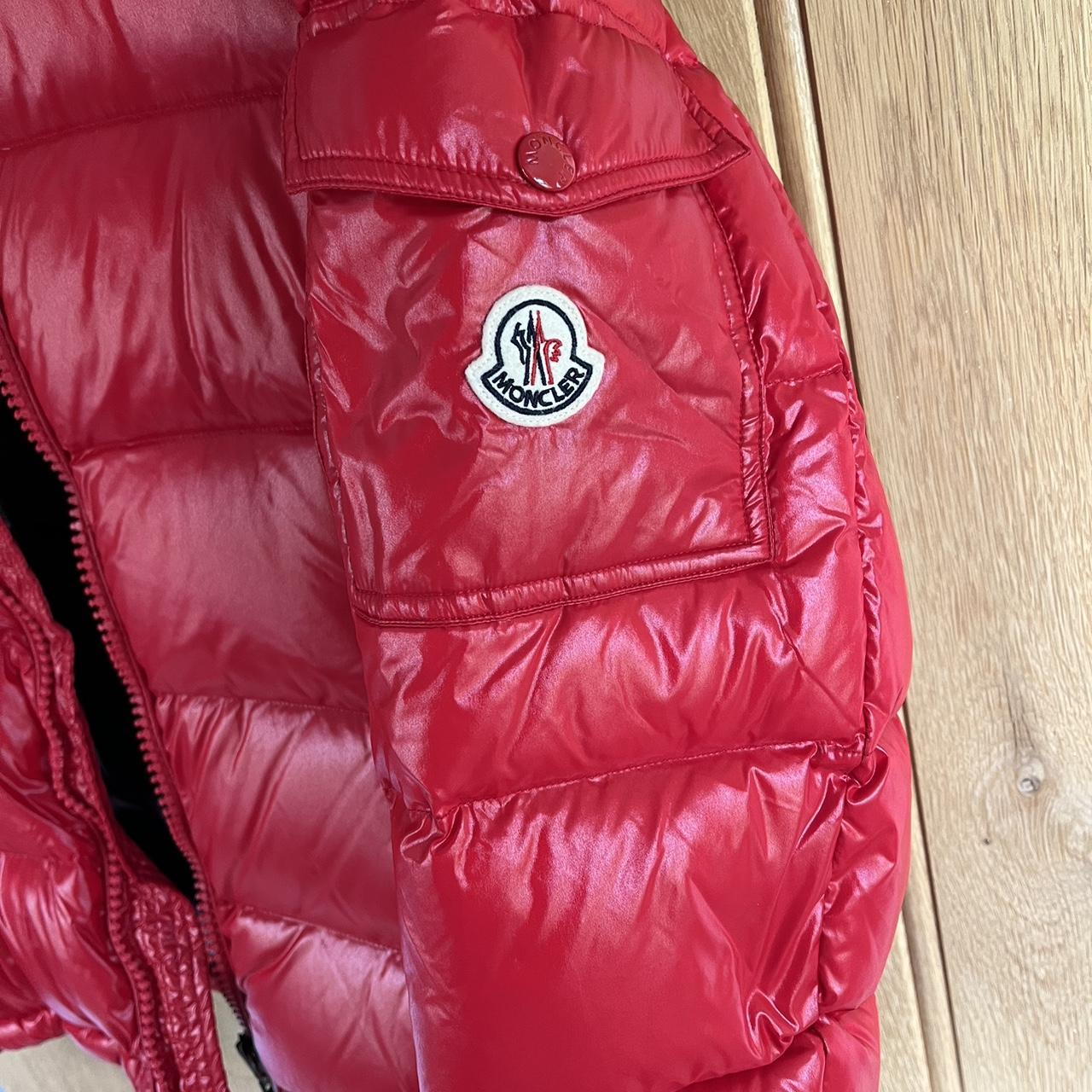 Ladies moncler maya puffer jacket red size 1 Fits XS... - Depop