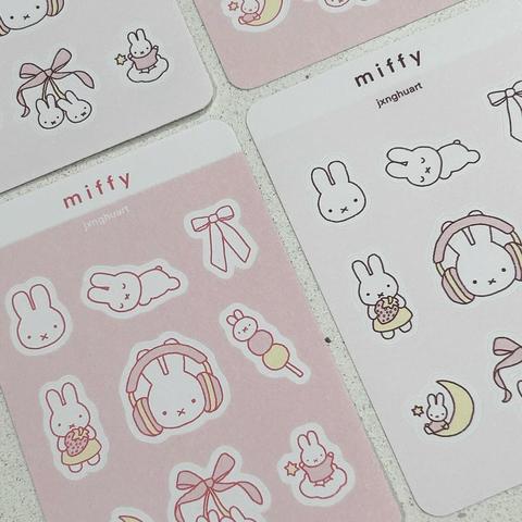 24 Miffy Stickers Pack Kawaii Cute Decoration Adorable Cuties Gift for  Girlfriend Mom Grandma Emoji Mood Pretty Planner Sticker 