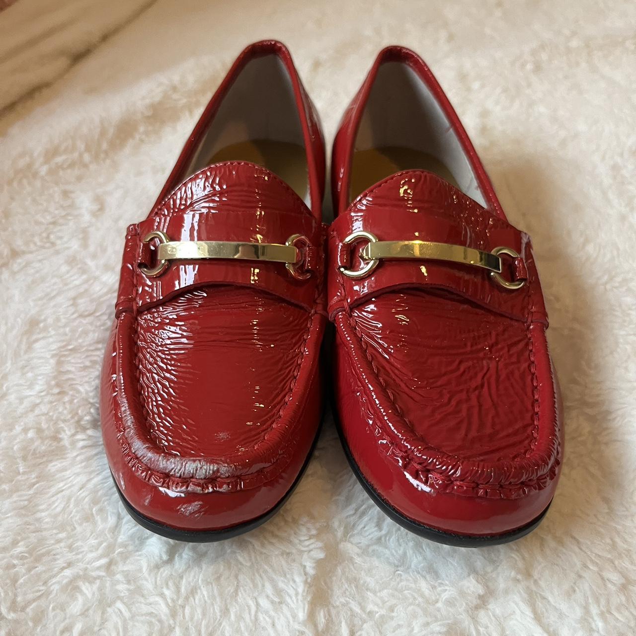 Red loafers with Gold strap Size 5 Fairly worn Depop