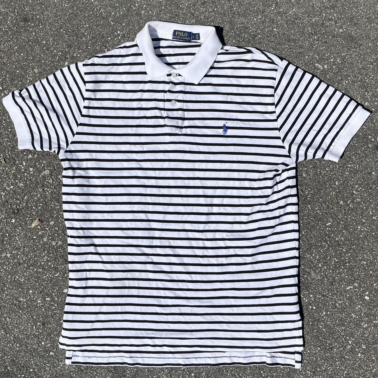 White Black Striped Polo Ralph Lauren Shirt Size. Depop