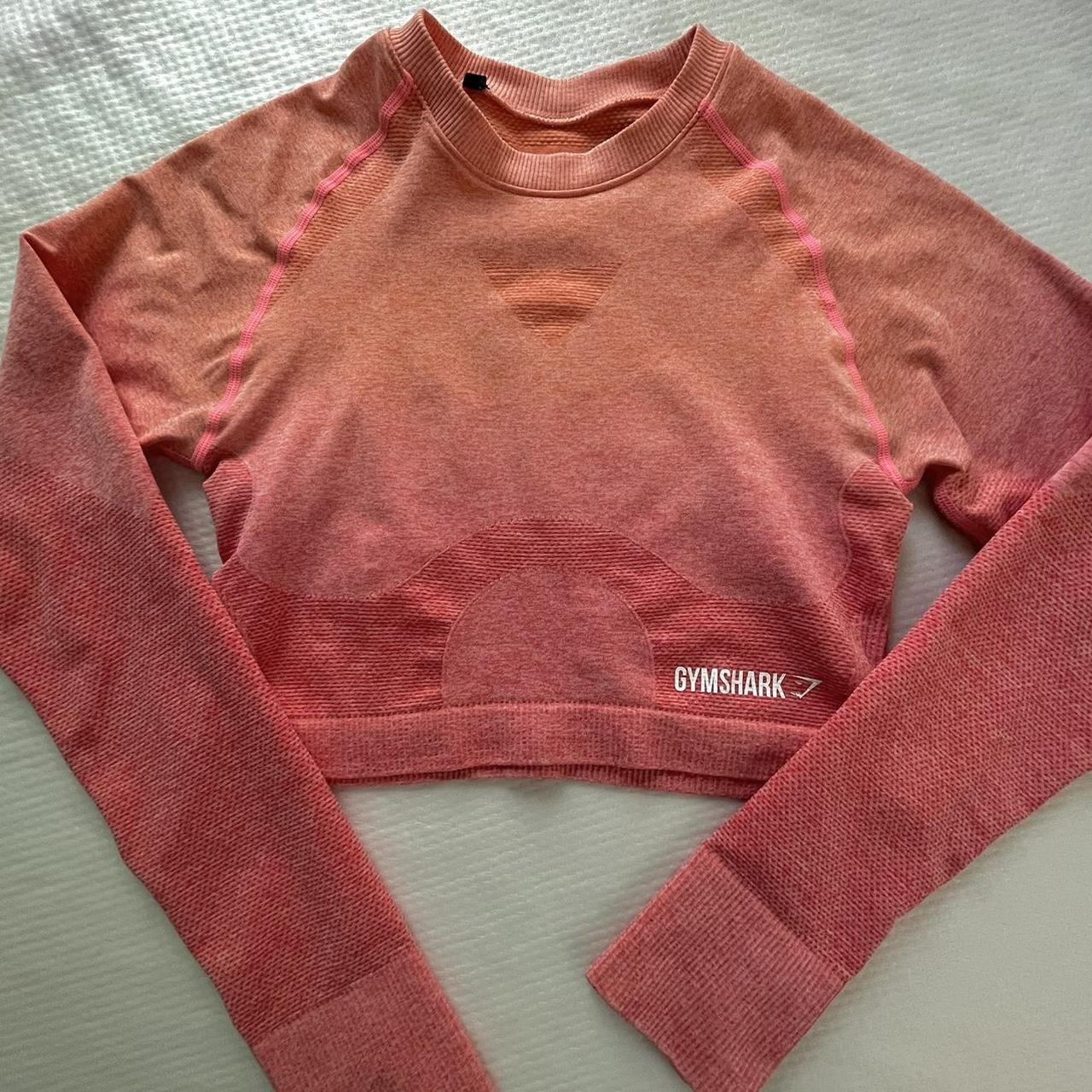 Gymshark Women's Pink and Orange Top Depop