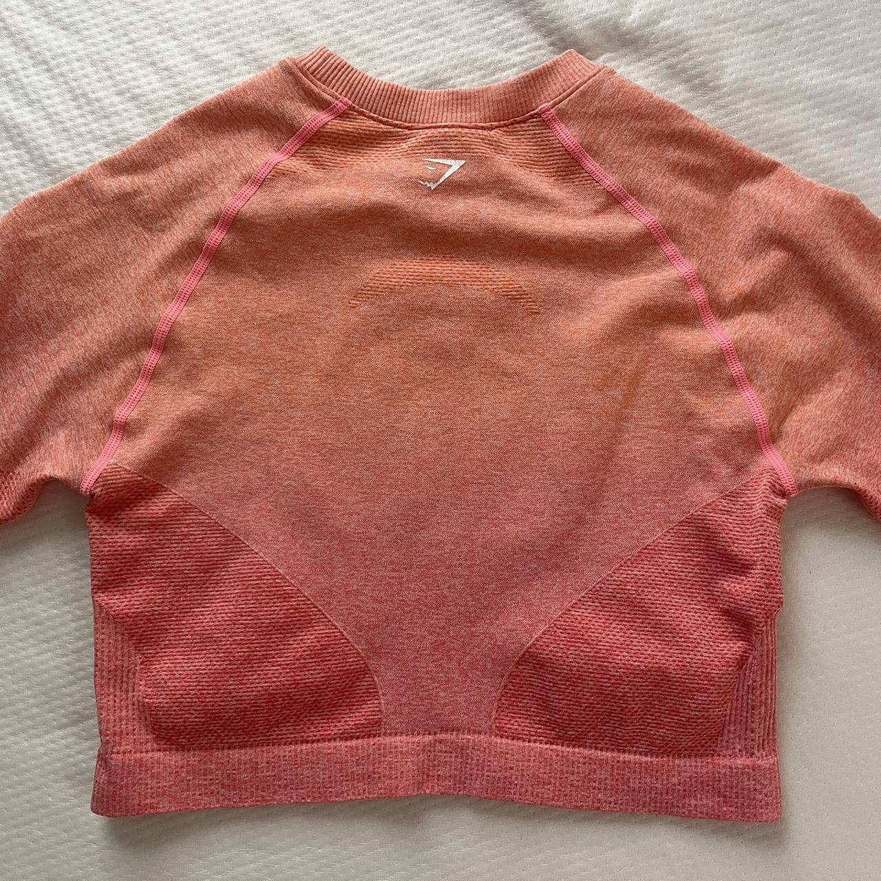 Gymshark Women's Pink and Orange Top Depop