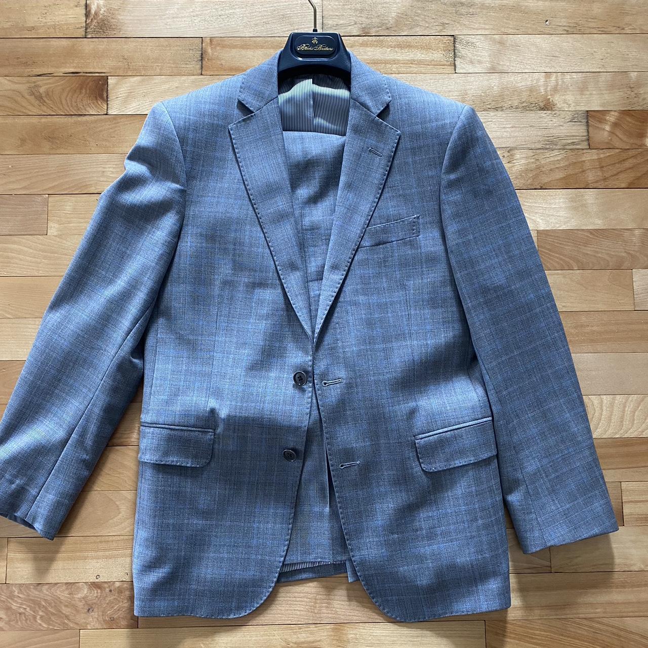 Brooks Brothers Men's Grey and Silver Suit | Depop