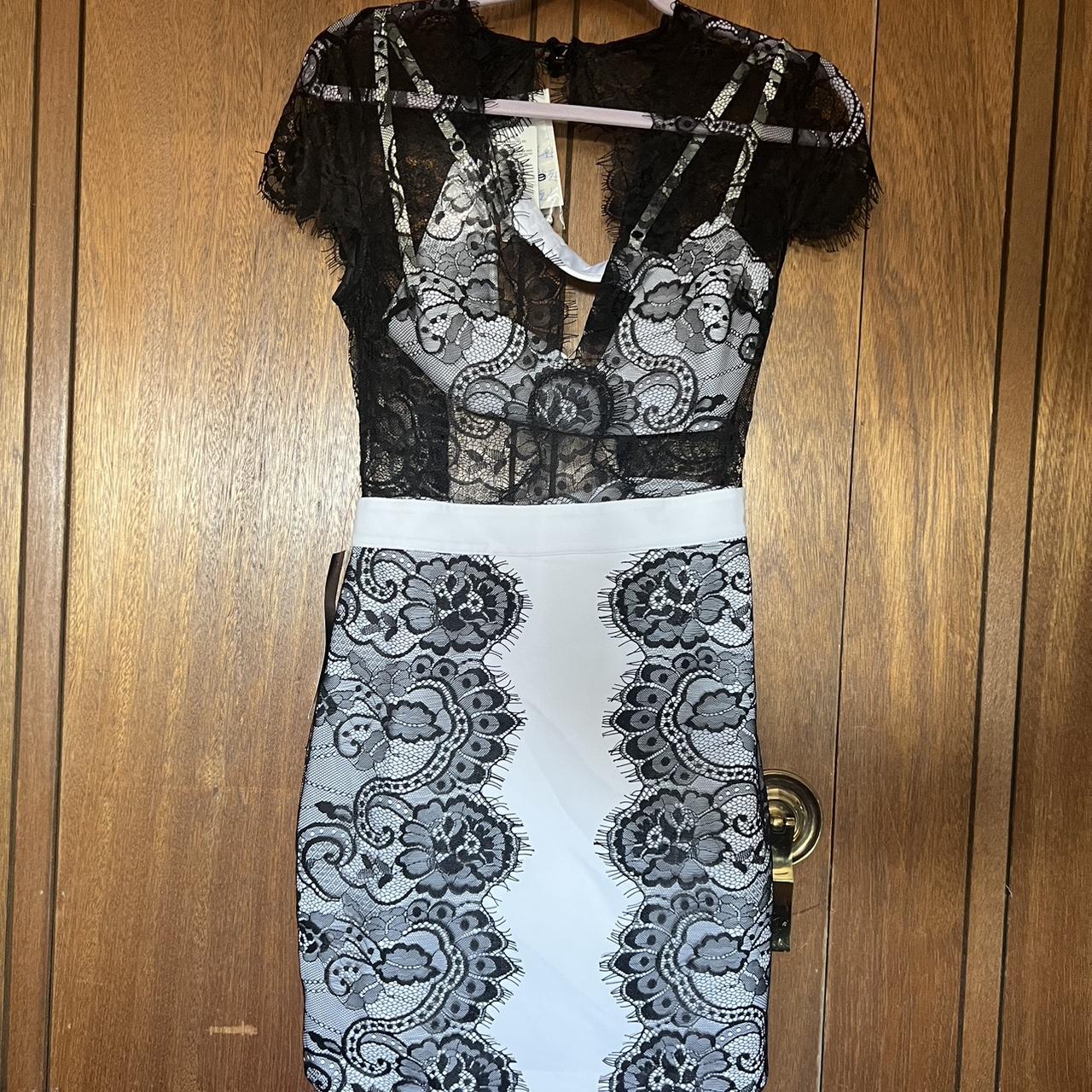 Bebe black 2024 and white dress