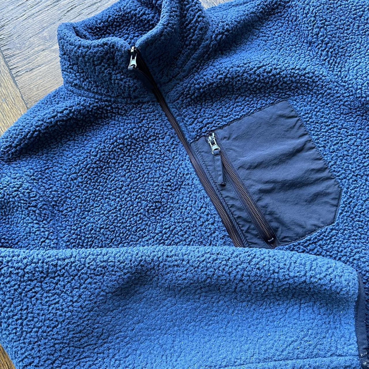 Goodfellow Fleece Sherpa Navy Blue Full Zip Up Sized... - Depop