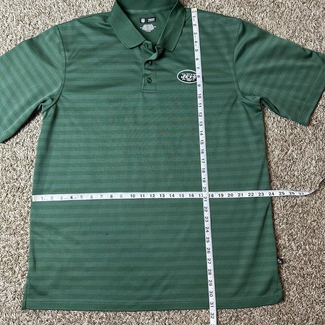 New York Jets Polo Shirt Mens Large Striped Green - Depop