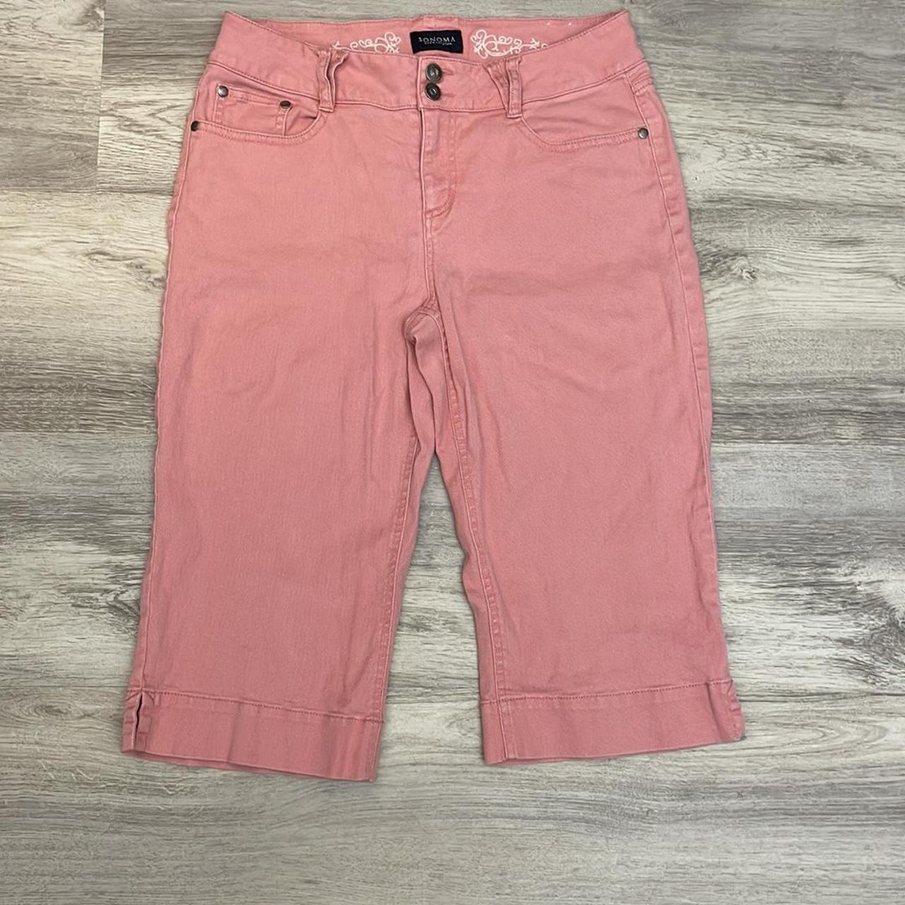 Sonoma Life & Style Pink Denim Capri Stretchy - Depop