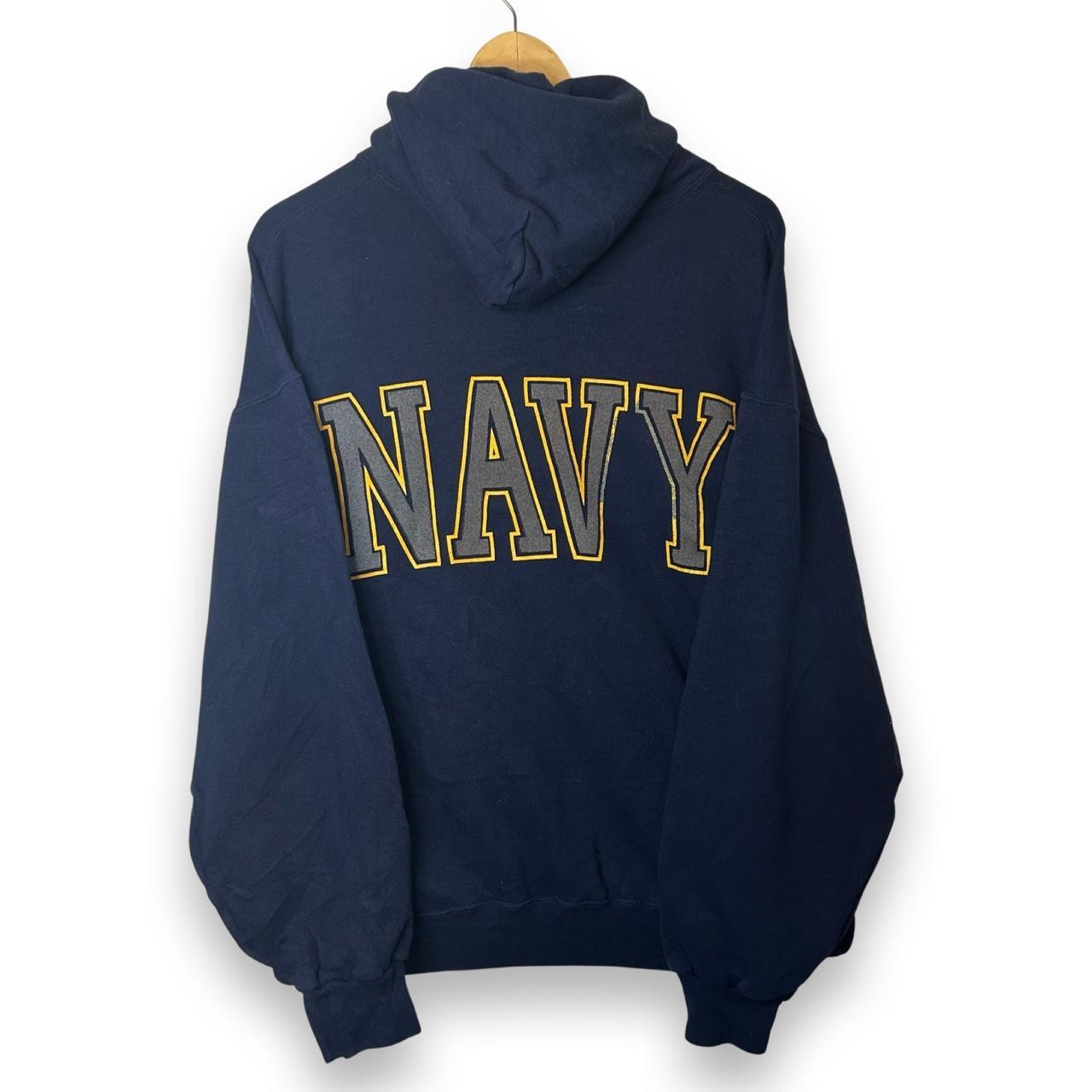 Navy Blue Soffe US Navy Hoodie Large Measurements:... - Depop