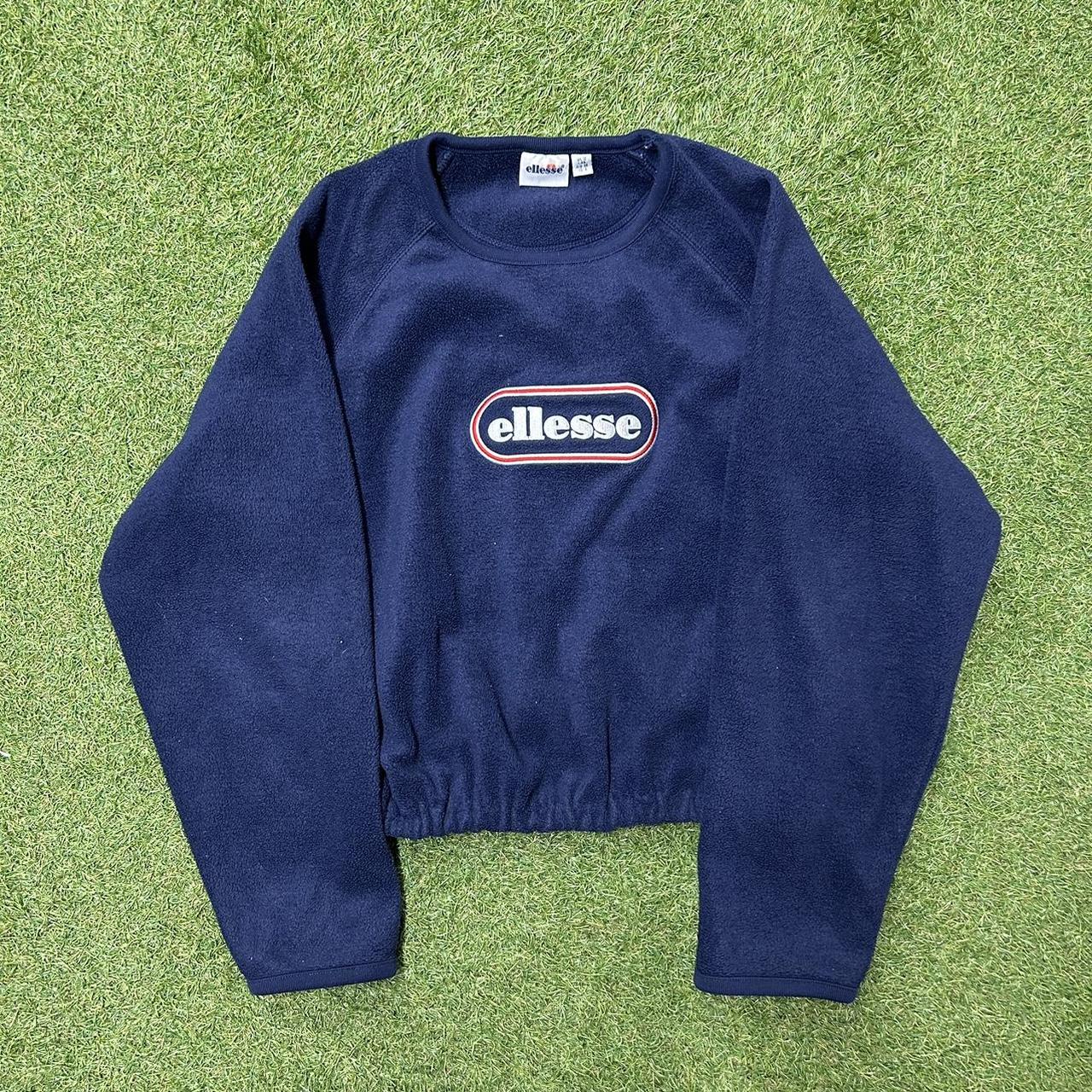 ELLESSE REWORKED CROP SWEATSHIRT BLUE Size:... - Depop