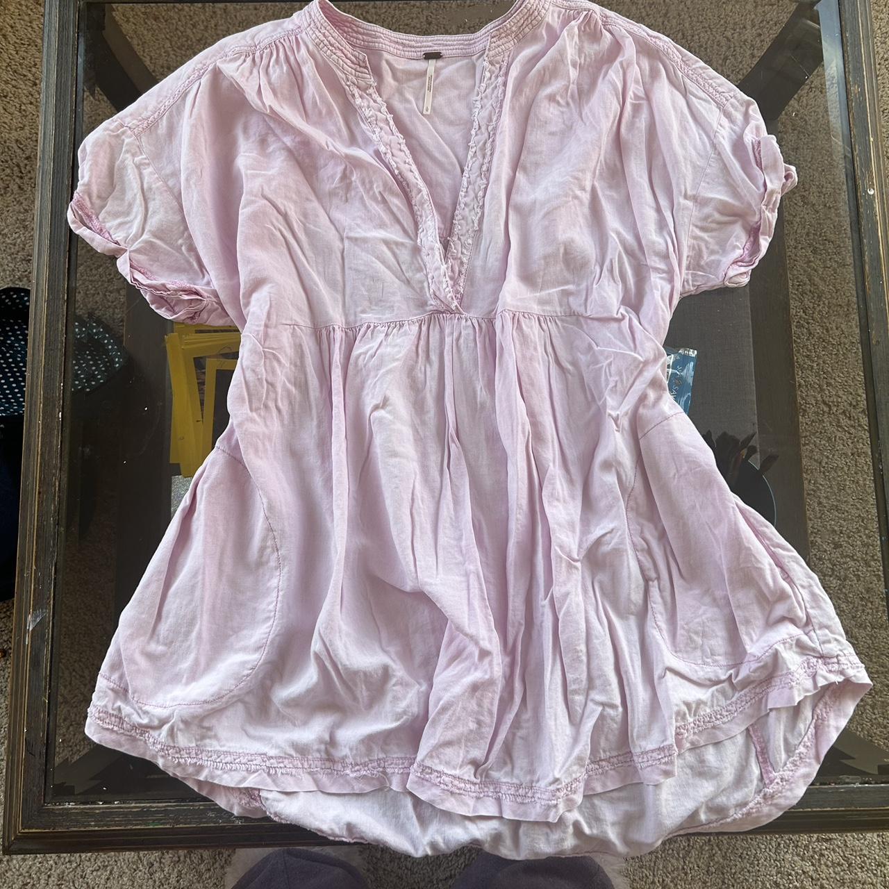 light pink, baby pink flowy freepeople blouse.... - Depop