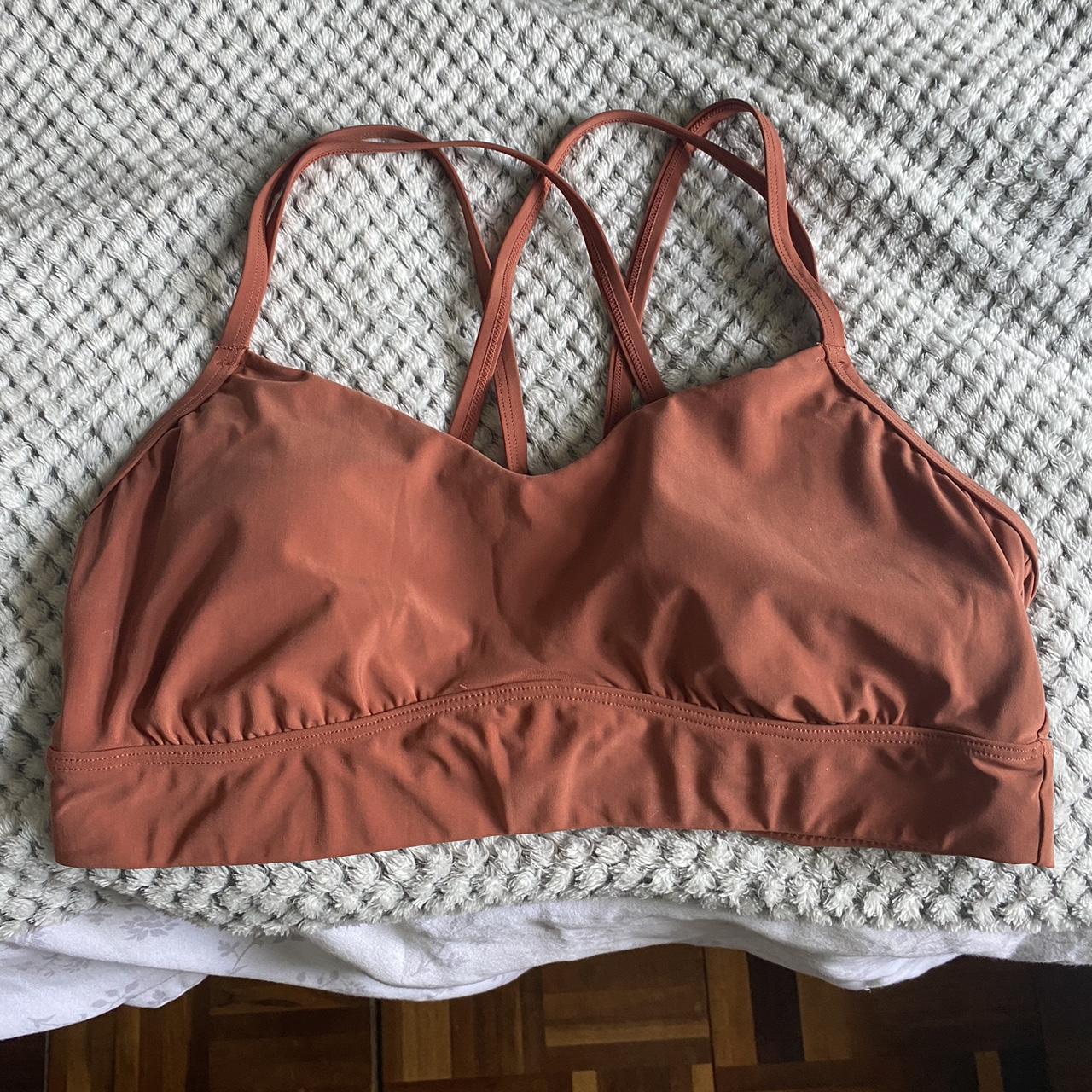 burgundy sports bra from shein, size small padding - Depop