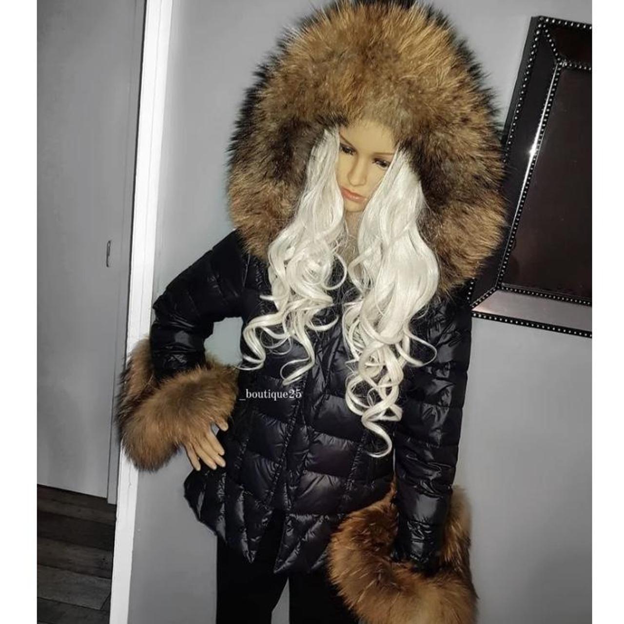 REAL FUR coat with fur cuffs (as shown in pic) Size... Depop