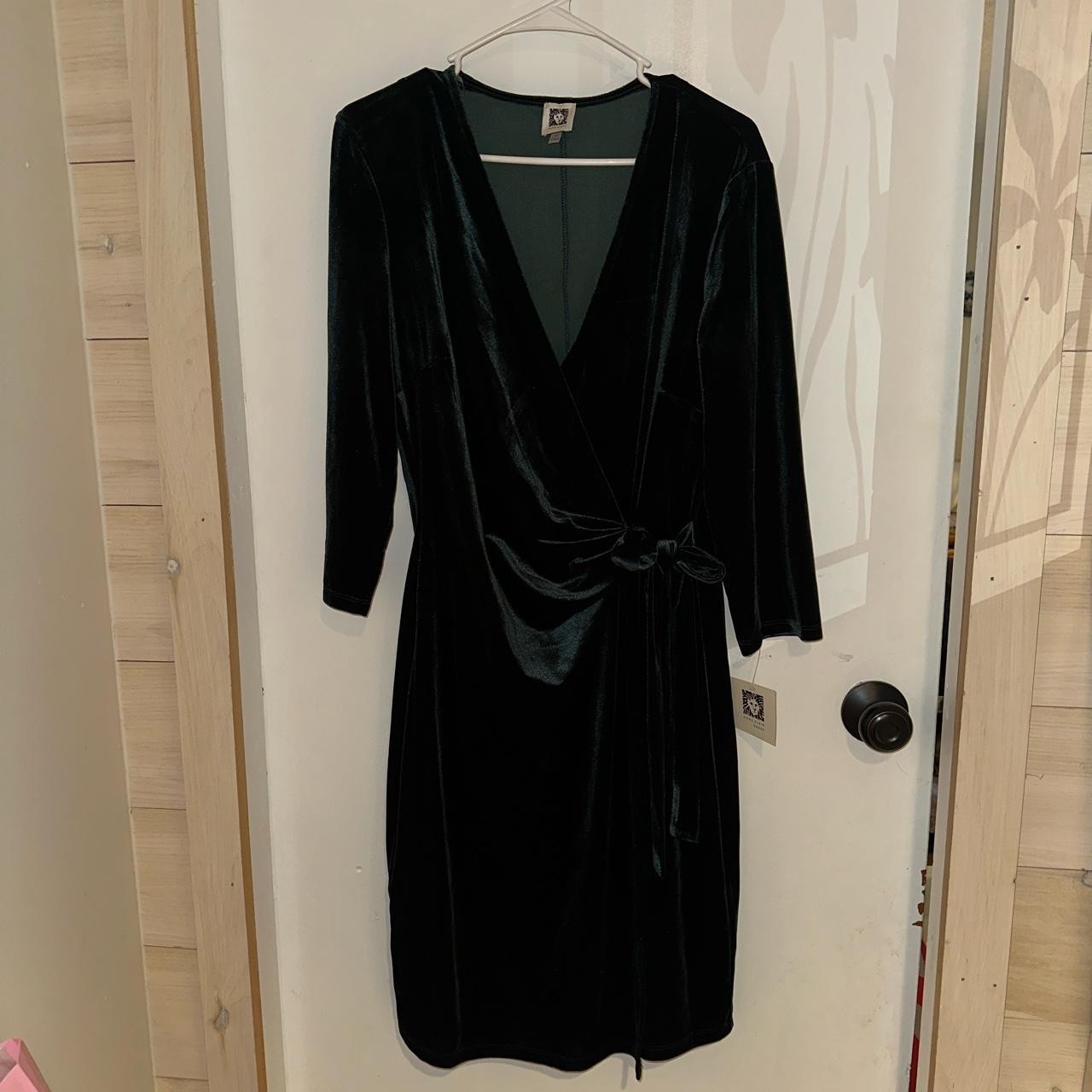 Zara green shop velvet wrap dress