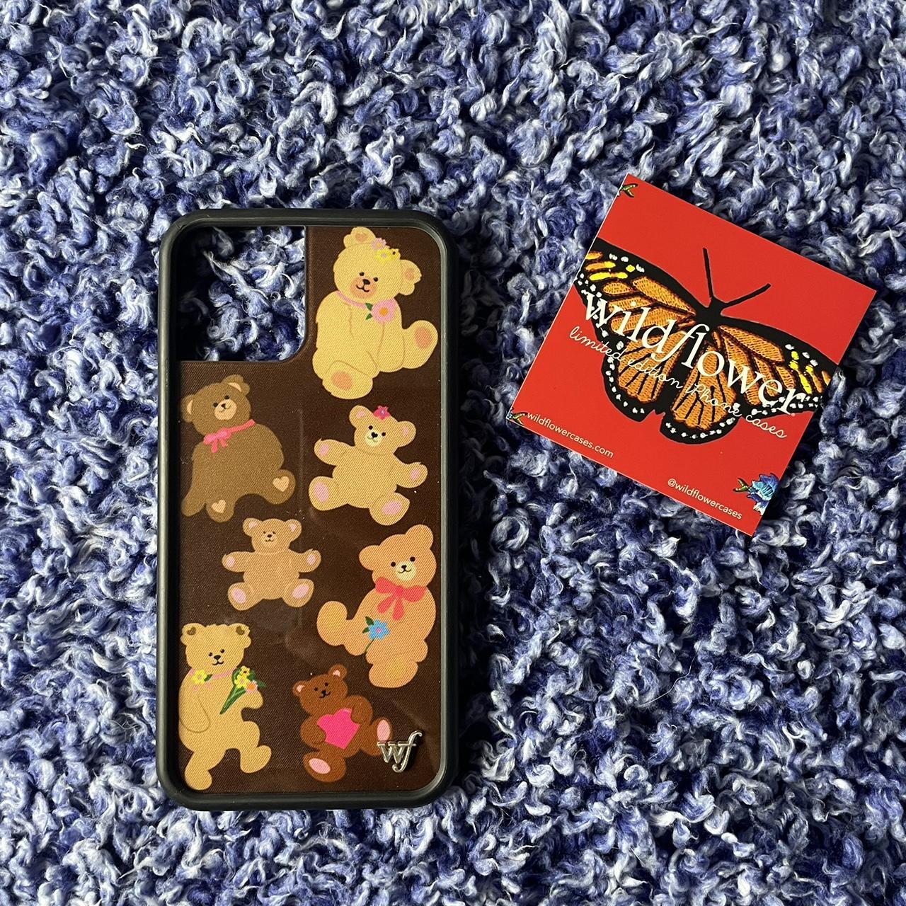 teddy bear wildflower case with sticker iphone12... Depop