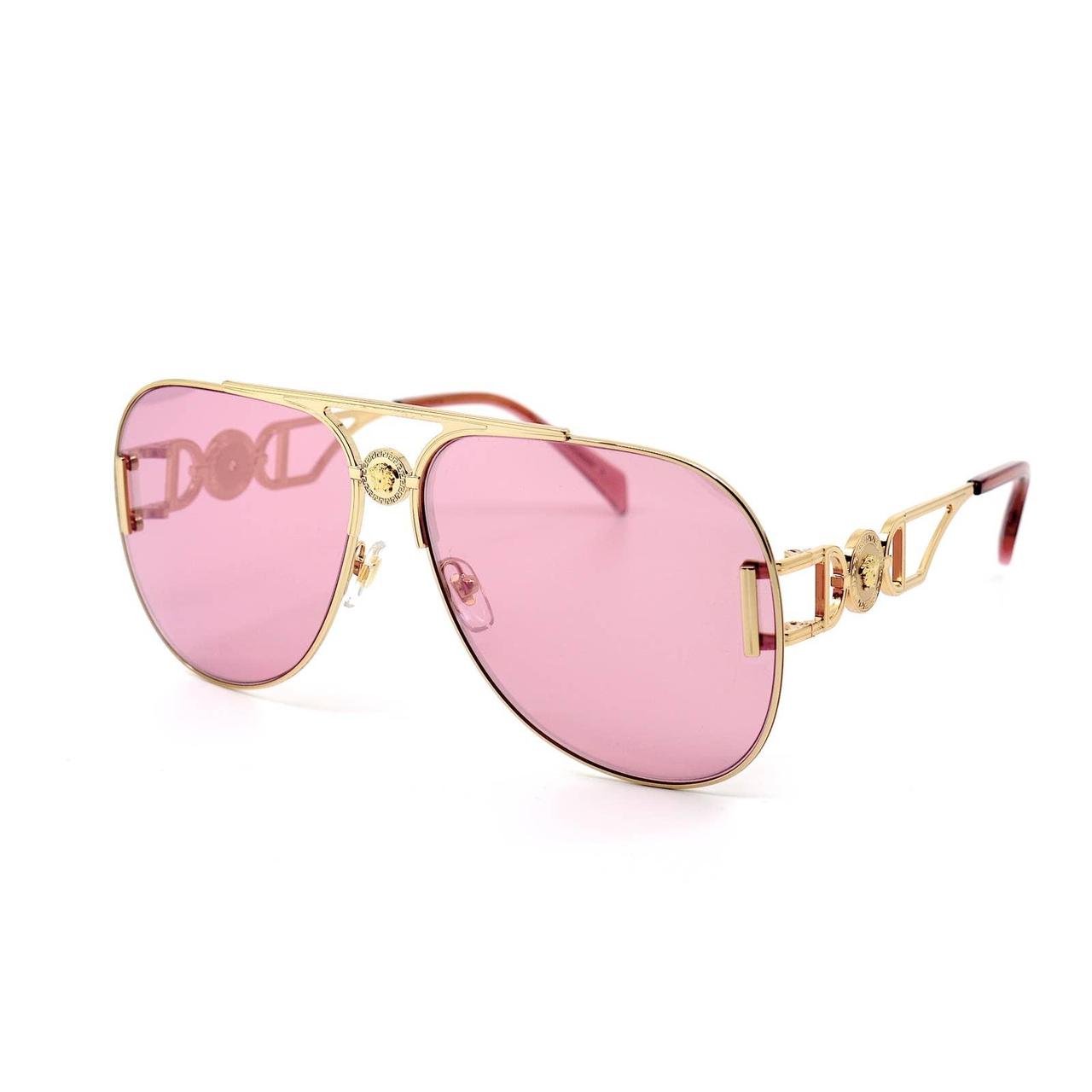 Versace Womens Gold And Pink Sunglasses Depop