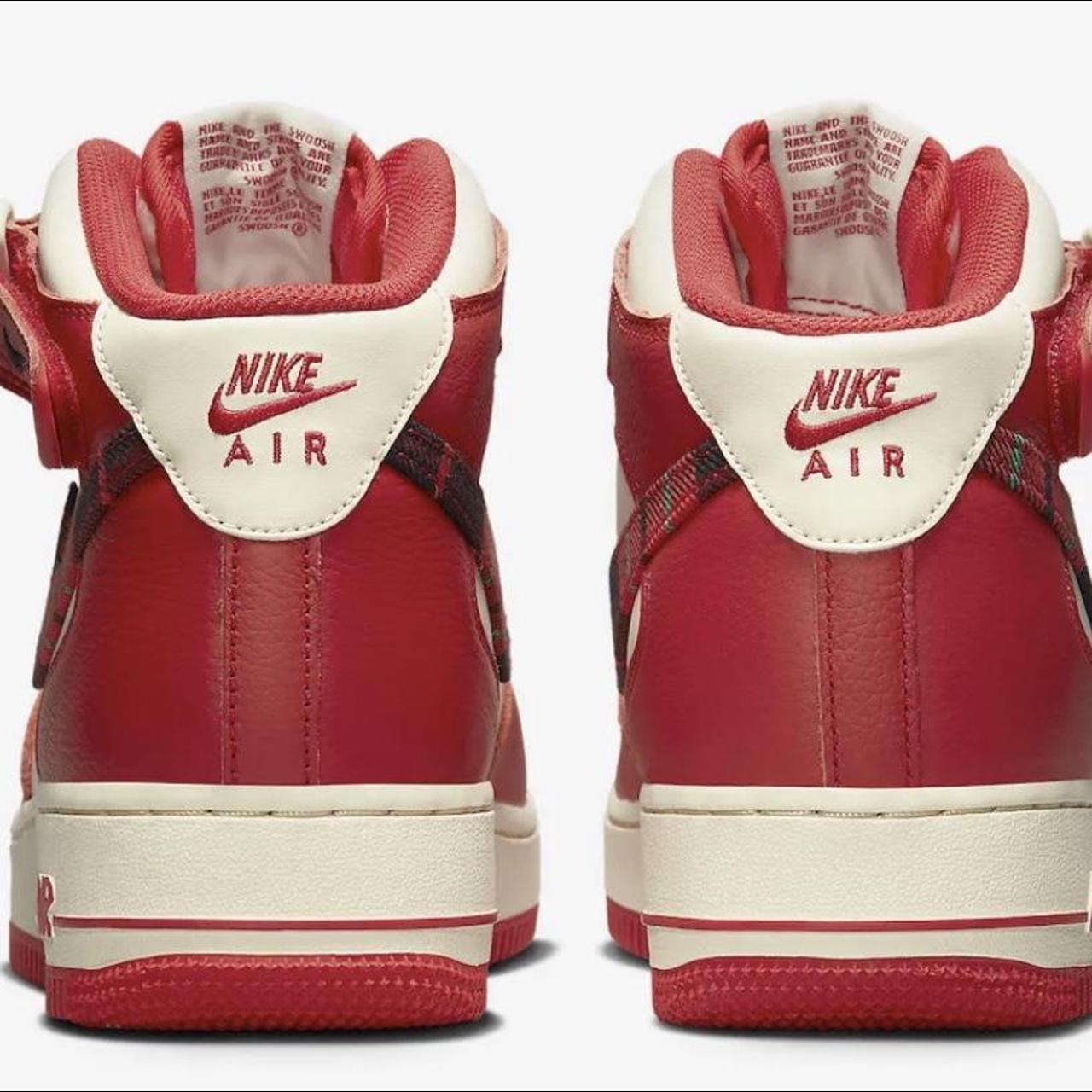 Nike Air Force 1 Mid Plaid Cream Red DV0792-101