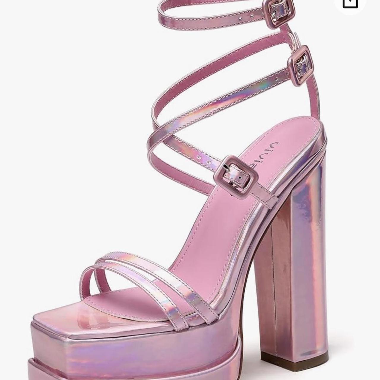 Vivianly Holographic Platform heels