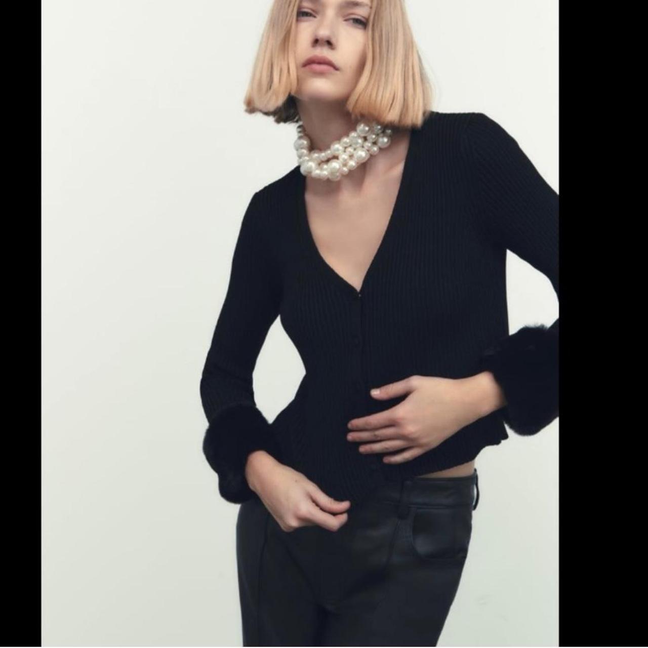 Sweater with faux fur cuffs zara hotsell