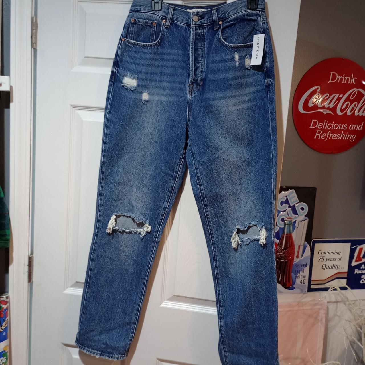 PacSun Women's Distressed Jeans Blue/Navy – PacSun dad jeans