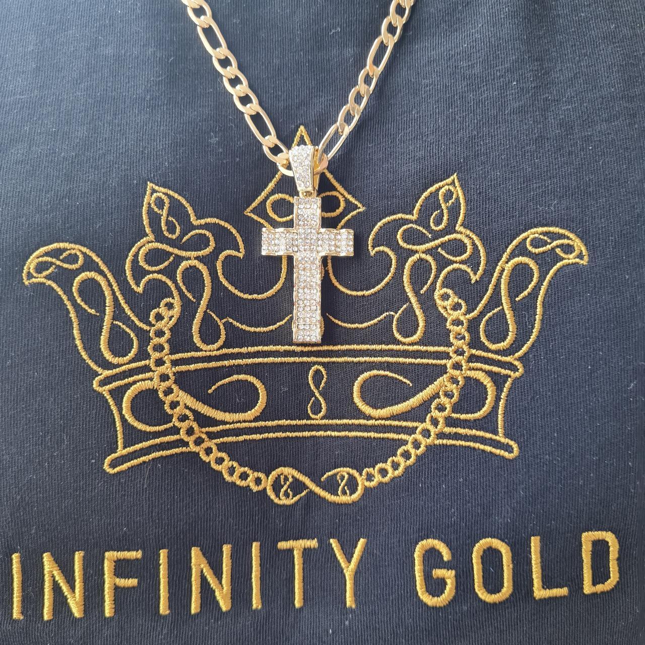 3 Row CZ Wave Sparkle Cross Pendant on Figaro… - Depop