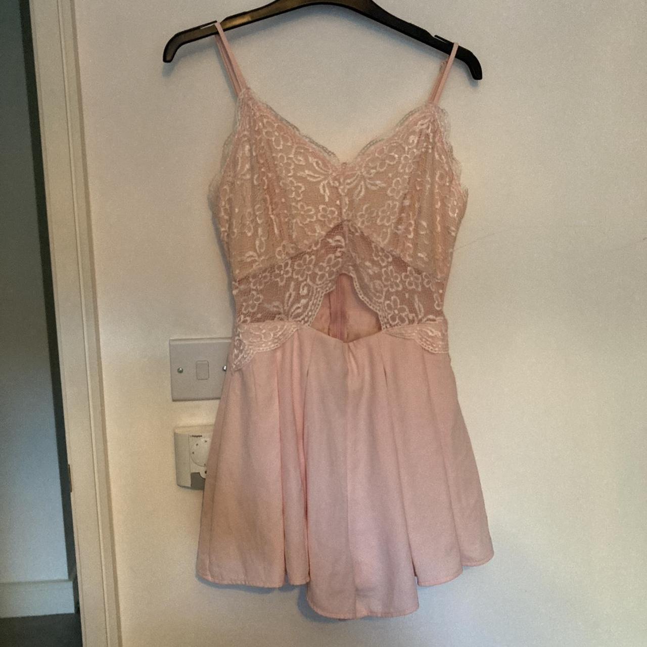 Baby pale pink lace Playsuit, size Small, brand is... - Depop
