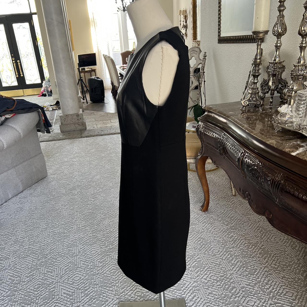 Black and Leather Dress Elie Tahari Size: 6 - Depop